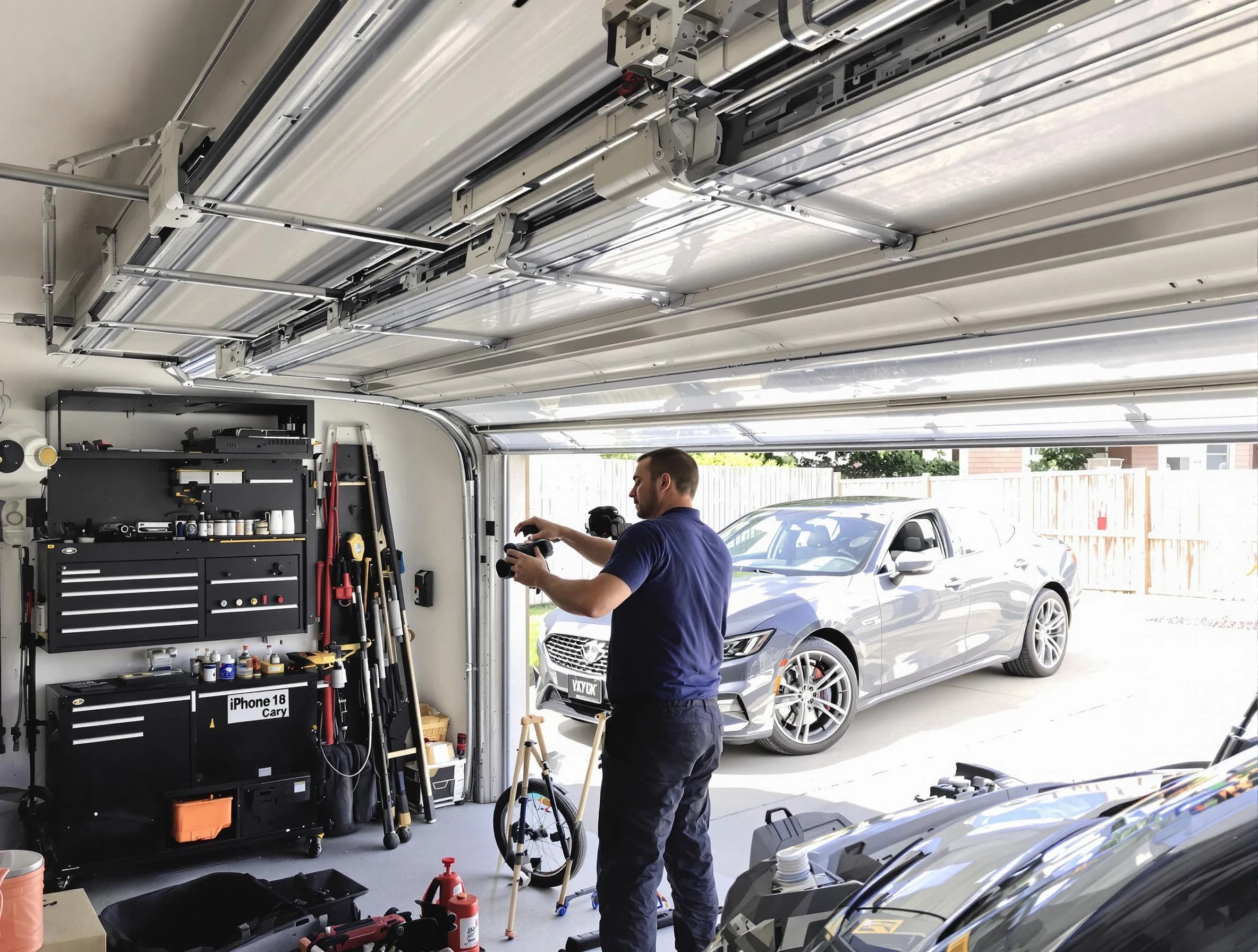 Spanish Fork Garage Door Repair technician fixing noisy garage door in Spanish Fork