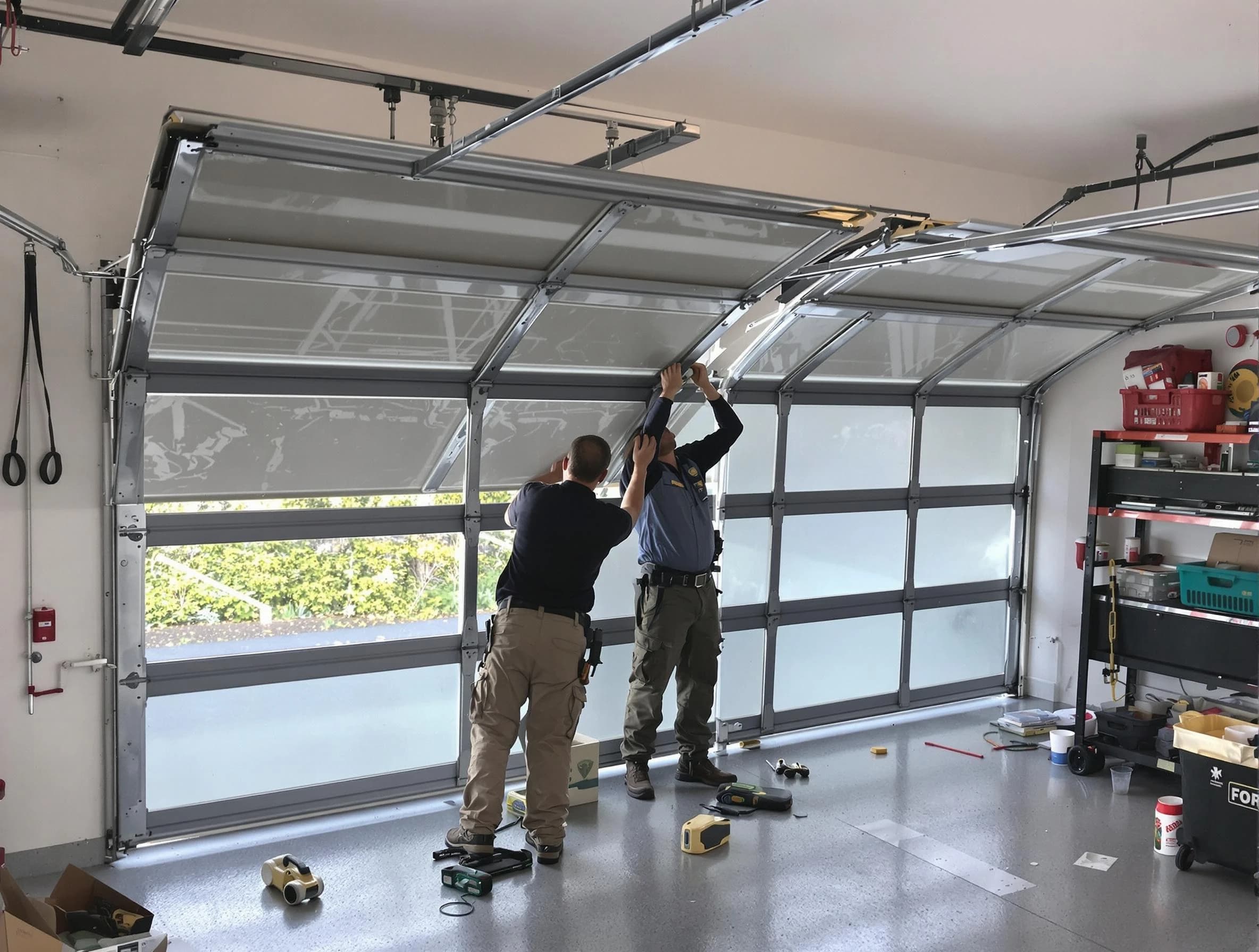 Spanish Fork Garage Door Repair expert performing precise panel replacement on Spanish Fork garage door