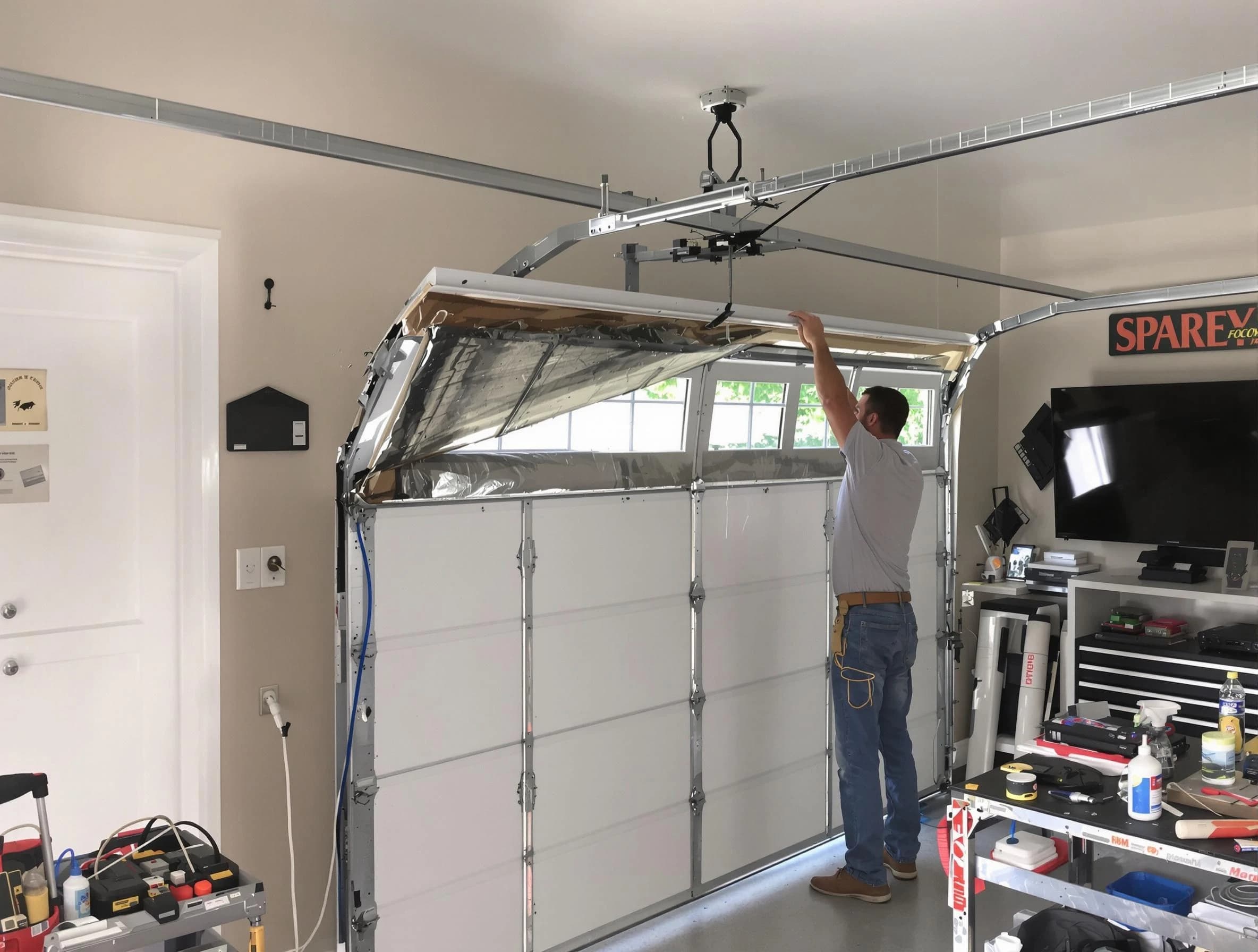 Garage door section replacement by Spanish Fork Garage Door Repair in Spanish Fork