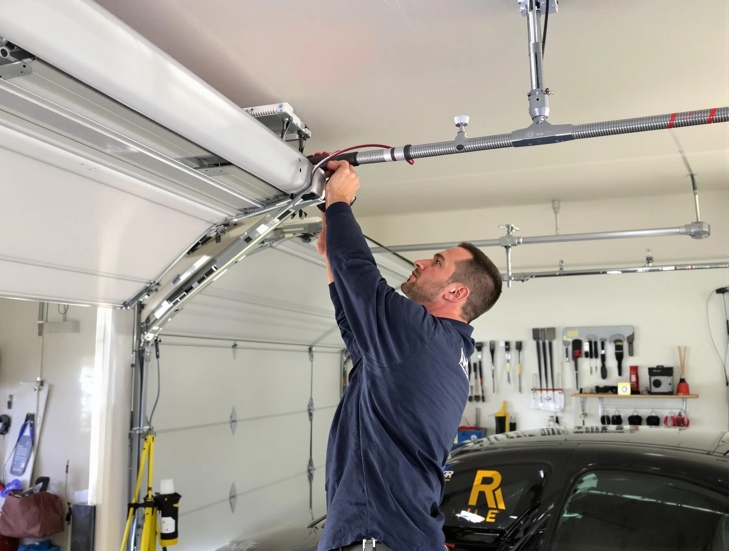 Spanish Fork Garage Door Repair technician performing garage door cable repair in Spanish Fork