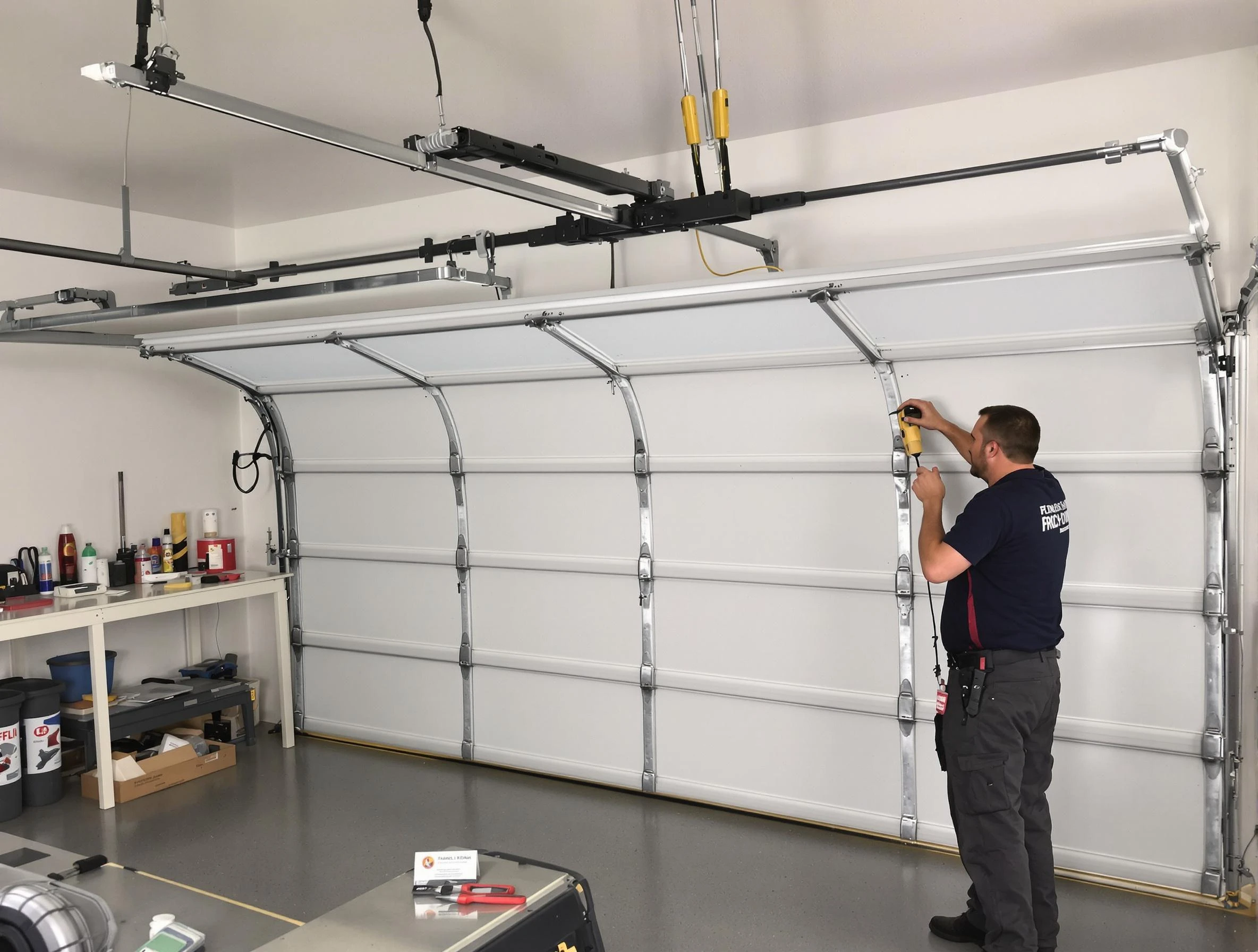 Spanish Fork Garage Door Repair certified technician performing overhead door system repair in Spanish Fork