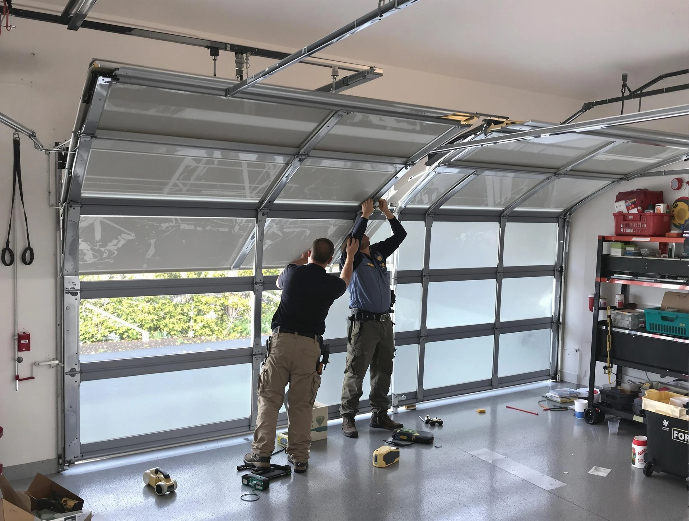 Spanish Fork Garage Door Repair expert performing precise panel replacement on Spanish Fork garage door